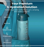 Ion8 Leak Proof 1 Litre Sports Water Bottle, Bpa Free, Motivator 1000ml | Sandari, Higieniška Gertuvė |