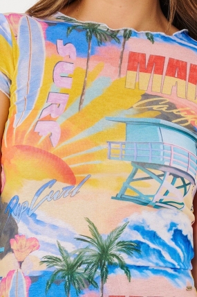 Ripcurl Hotel Malibu Tee| Moteriška vasariška palaidinė| Surfwax Surf stiliaus aprangos parduotuvė nuo 2010