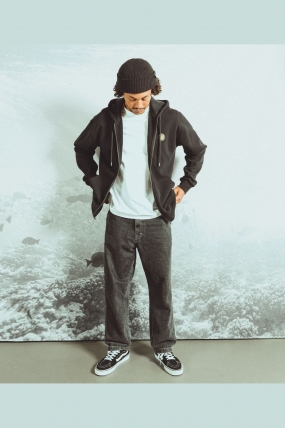 Oxbow WILDLIFE Men's Zip Hoodie | 100% Organic Cotton | Elliot Snowman Artwork | Comfort Fit Heavyweight Fleece | Surfwax