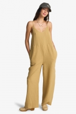 Billabong Only In Dreams Women's Wide Leg Jumpsuit | Open Back | Relaxed Fit | Summer Cotton Gauze | Surfwax