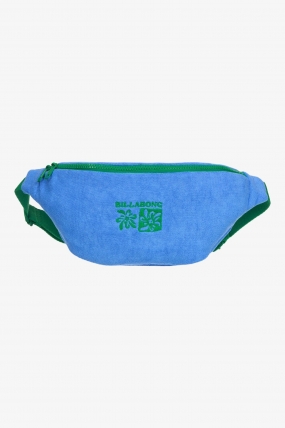 Billabong Long Weekend Blue Hip Pouch | 100% Cotton Terry | Summer Beach Bag Women | Adjustable Strap