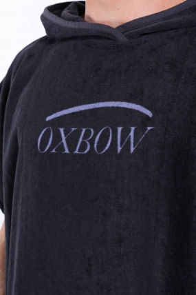 Oxbow ICON Black Beach Poncho | 100% Cotton Terry | Graphic Print | Surf Changing Poncho | Surfwax