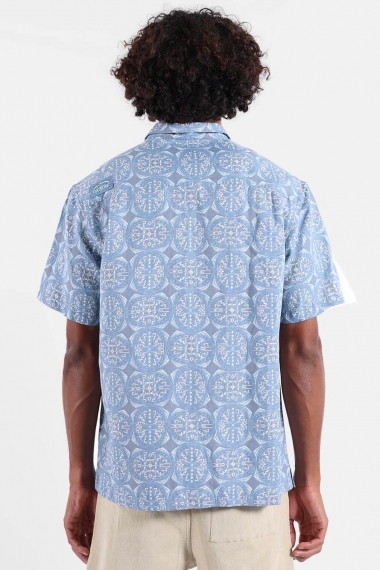 Oxbow DARTS Men's Printed Shirt | Cotton Linen |Smart Casual Short Sleeve Shirt | Surfwax Surf Clothing Shop Since 2010