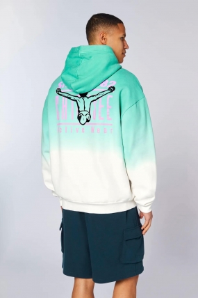 Chiemsee Men's Loose Fit Hoodie | Gradient Colour Fade | Large Graphic Back Print | Soft Brushed Oversized Sweatshirt