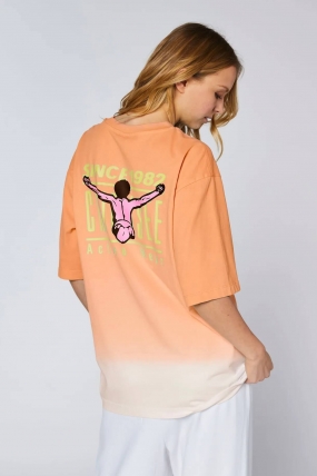 Chiemsee Women's Cotton T-Shirt | Unique Dip-Dye Gradient | Large Retro Back Print | Loose Fit Summer Tee