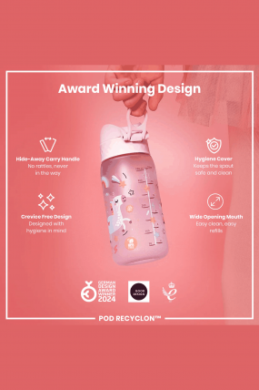 Ion8 Unicorns Kids Water Bottle 350ml | School, Travel And Everyday Hydration | Leak-Proof Bottle For Kids | Surfwax 