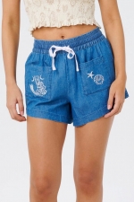RipCurl Catalina Islands Chambray Moteriški Šortai | Medvilniniai Vasariniai Šortai | Patogūs Laisvalaikio Šortai Kelionėms