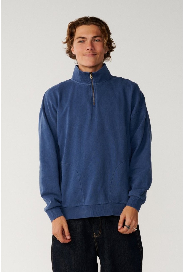 Rip Curl Premium Surf Men's Quarter Zip Crew | Color Light Navy | Surfwax