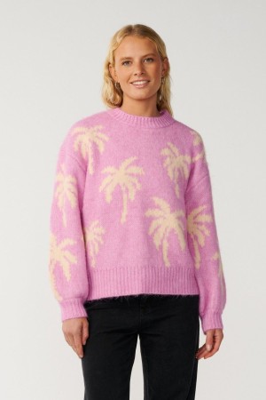 Rip Curl Retro Swell Palm Jacquard Moteriškas Megztinis | Spalva Lilac | Surfwax