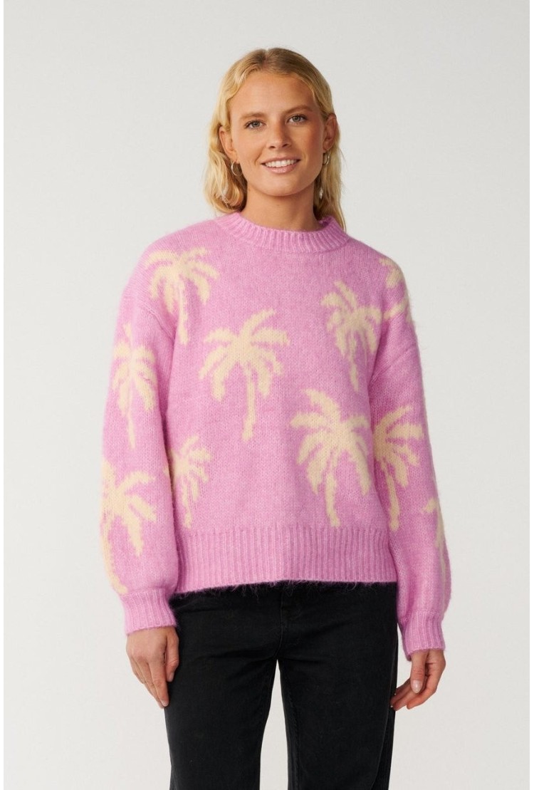 Rip Curl Retro Swell Palm Jacquard Moteriškas Megztinis | Spalva Lilac | Surfwax
