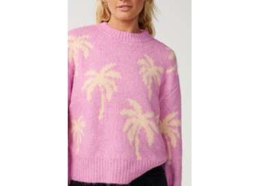 Rip Curl Retro Swell Palm Jacquard Women's Crew | Color Lilac | Surfwax