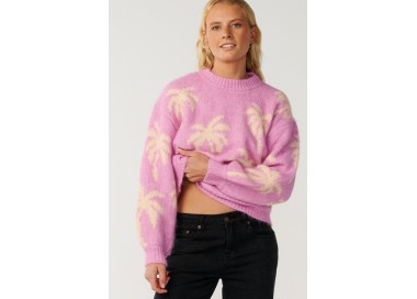Rip Curl Retro Swell Palm Jacquard Women's Crew | Color Lilac | Surfwax
