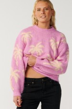 Rip Curl Retro Swell Palm Jacquard Moteriškas Megztinis | Spalva Lilac | Surfwax