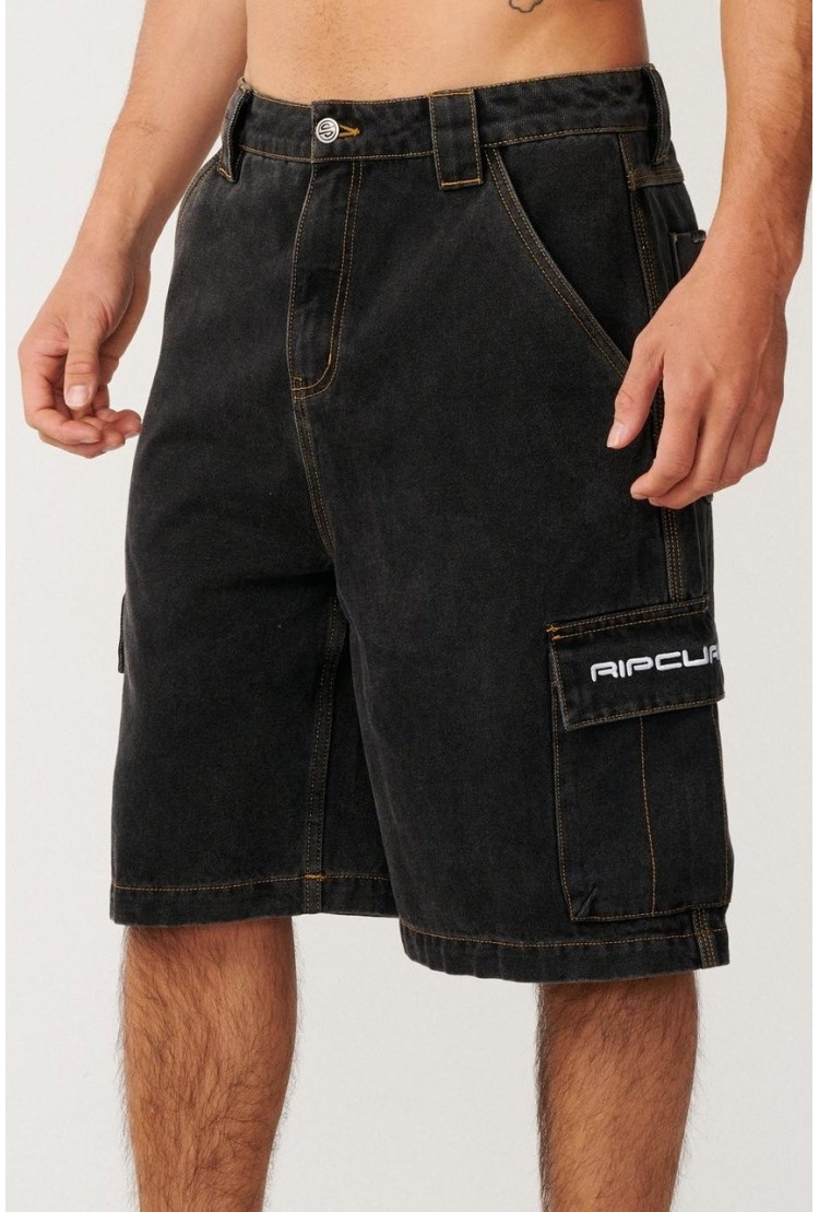 Rip Curl S-Series Denim Cargo Vyriški Šortai | Spalva Washed Black | Surfwax
