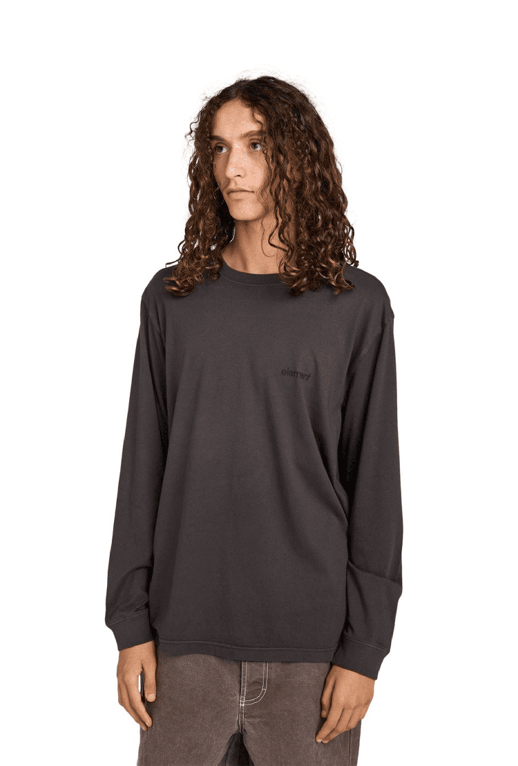 Element Lowcase Pigment Men's Long Sleeve T-Shirt | Off Black | Surfwax