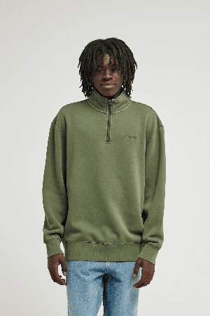 Element Lowcase Pigment Quarter Zip Men's Sweatshirt | Bronze Green | Surfwax