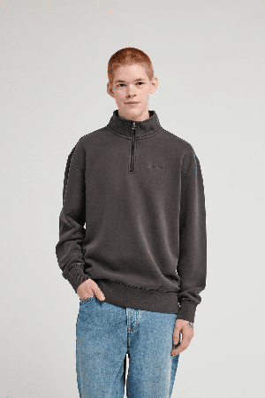 Element Lowcase Pigment Quarter Zip Men's Sweatshirt | Off Black | Surfwax