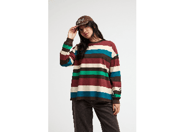Quiksilver Sibbald Moteriški Marškinėliai Ilgomis Rankovėmis | Java Stripe | Surfwax