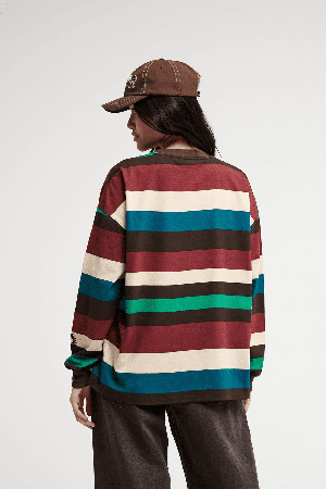 Quiksilver Sibbald Moteriški Marškinėliai Ilgomis Rankovėmis | Java Stripe | Surfwax