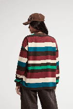 Quiksilver Sibbald Moteriški Marškinėliai Ilgomis Rankovėmis | Java Stripe | Surfwax