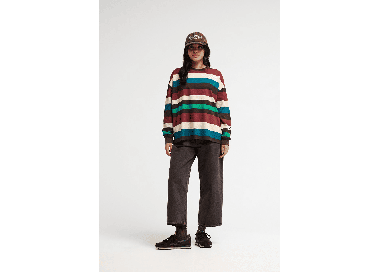 Quiksilver Sibbald Moteriški Marškinėliai Ilgomis Rankovėmis | Java Stripe | Surfwax