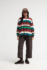 Quiksilver Sibbald Moteriški Marškinėliai Ilgomis Rankovėmis | Java Stripe | Surfwax