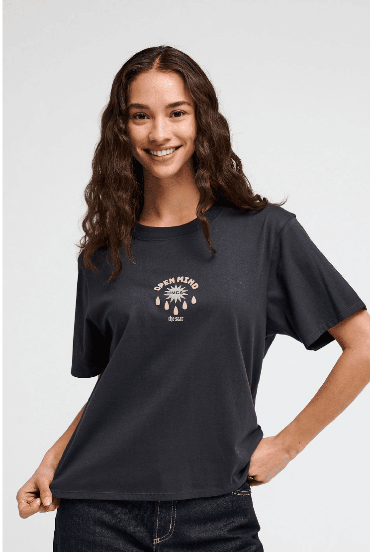 RVCA The Star Easy Moteriški Marškinėliai | Washed Black | Surfwax