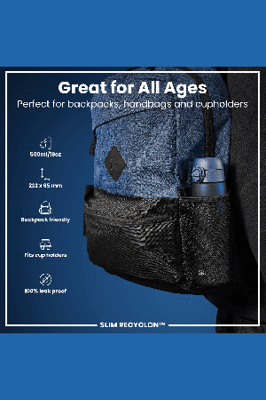 Ion8 Leak Proof Slim Water Bottle 500ml | Leak Proof Bottle | BPA Free Bottle | School And Sports Bottle | Navy | Surfwax