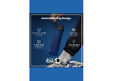Ion8 Leak Proof Slim Water Bottle 500ml | Leak Proof Bottle | BPA Free Bottle | School And Sports Bottle | Navy | Surfwax