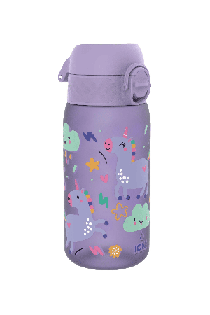 Ion8 Pod Leak Proof Kids Water Bottle 350ml | Leak Proof Bottle | BPA Free Bottle | Purple Unicorns | Surfwax