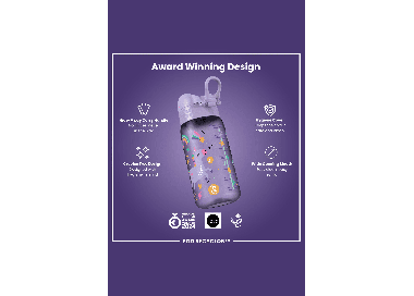 Ion8 Pod Leak Proof Kids Water Bottle 350ml | Leak Proof Bottle | BPA Free Bottle | Purple Unicorns | Surfwax