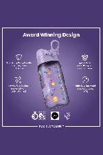 Ion8 Pod Leak Proof Kids Water Bottle 350ml | Leak Proof Bottle | BPA Free Bottle | Purple Unicorns | Surfwax