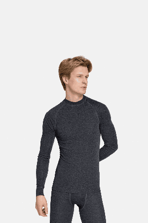 Thermowave Merino Warm Active Men's Thermal LS Shirt | Black Melange | Surfwax