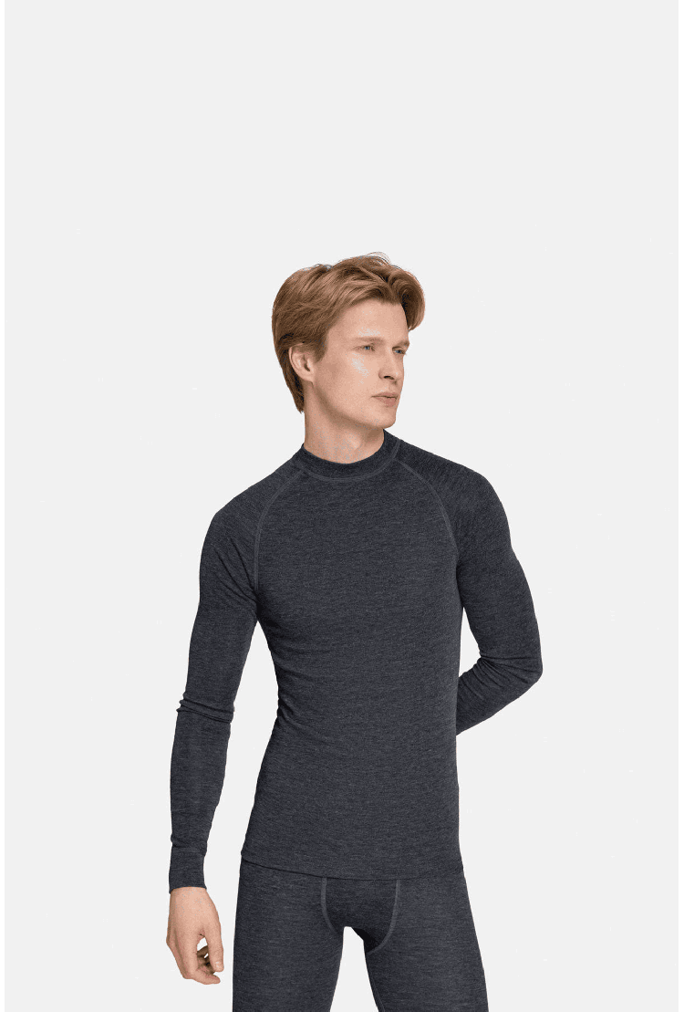 Thermowave Merino Warm Active Men's Thermal LS Shirt | Black Melange | Surfwax