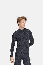 Thermowave Merino Warm Active Men's Thermal LS Shirt | Black Melange | Surfwax
