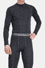 Thermowave Merino Warm Active Men's Thermal LS Shirt | Black Melange | Surfwax