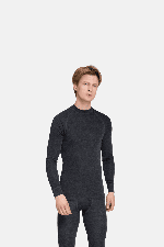 Thermowave Merino Warm Active Men's Thermal LS Shirt | Black Melange | Surfwax