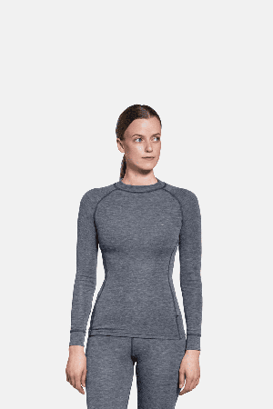 Thermowave Merino Warm Active Women's Thermal LS Shirt | Black Melange | Surfwax