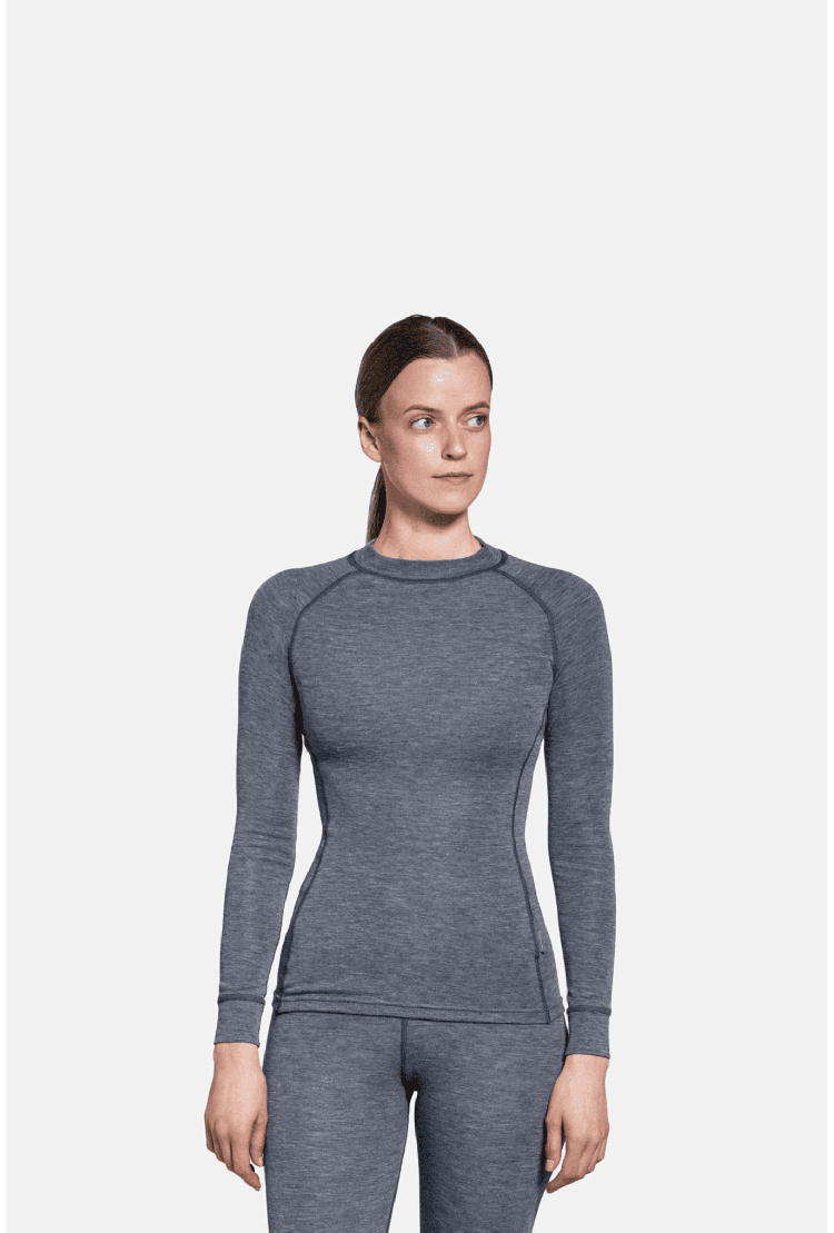 Thermowave Merino Warm Active Women's Thermal LS Shirt | Black Melange | Surfwax