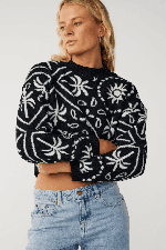 RipCurl Bossa Nova Bandana Women's Knit Crew | Black | Surfwax