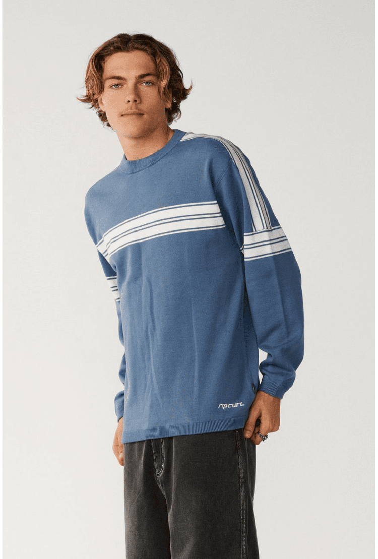 RipCurl Archive Twu Stripe Men's Crew Knit | Bluefin | Surfwax