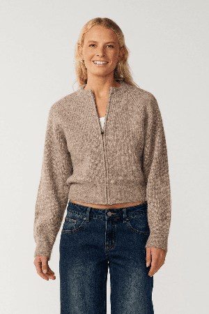 RipCurl Venture Women's Zip Thru Cardigan | Mocha | Surfwax