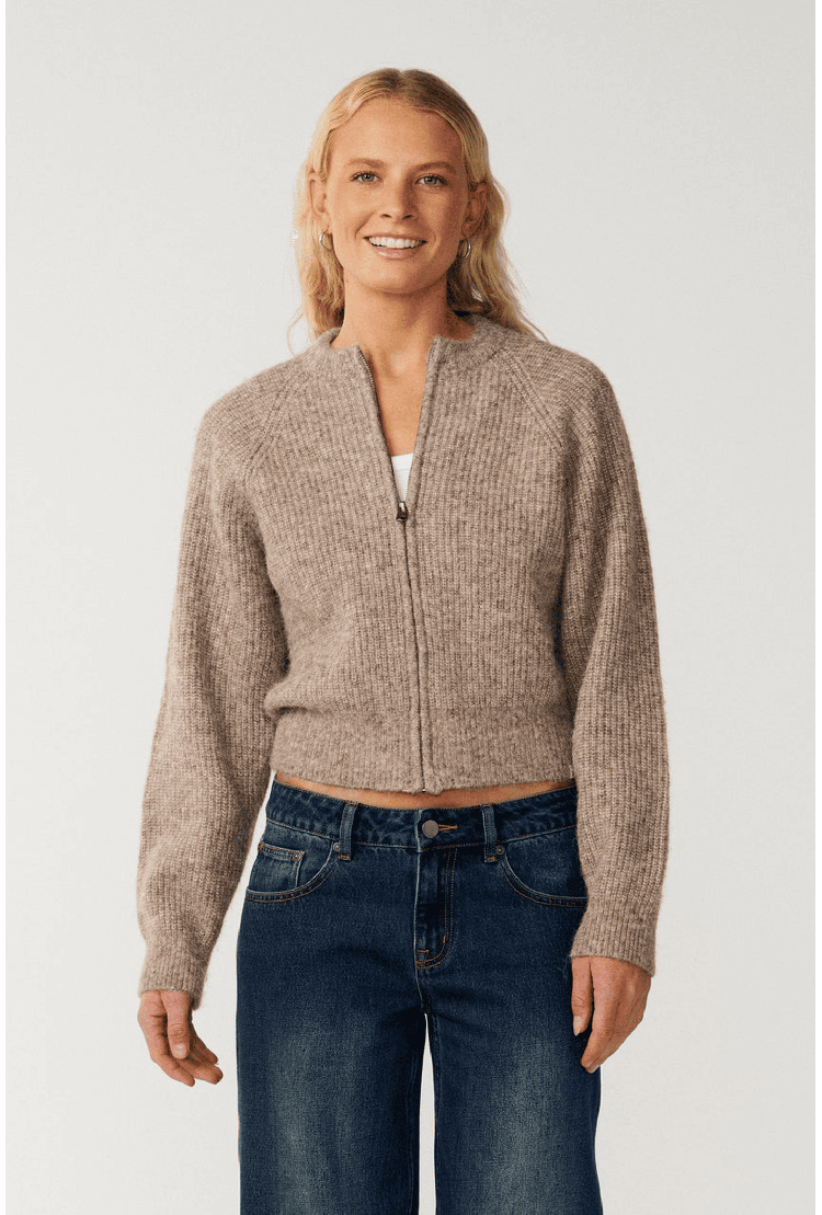 RipCurl Venture Women's Zip Thru Cardigan | Mocha | Surfwax