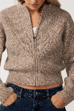 RipCurl Venture Women's Zip Thru Cardigan | Mocha | Surfwax
