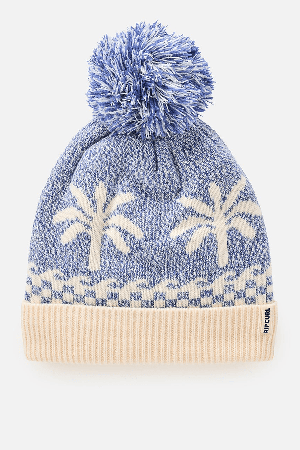 RipCurl Jacquard Pom Pom Women's Beanie | Mid Blue | Surfwax