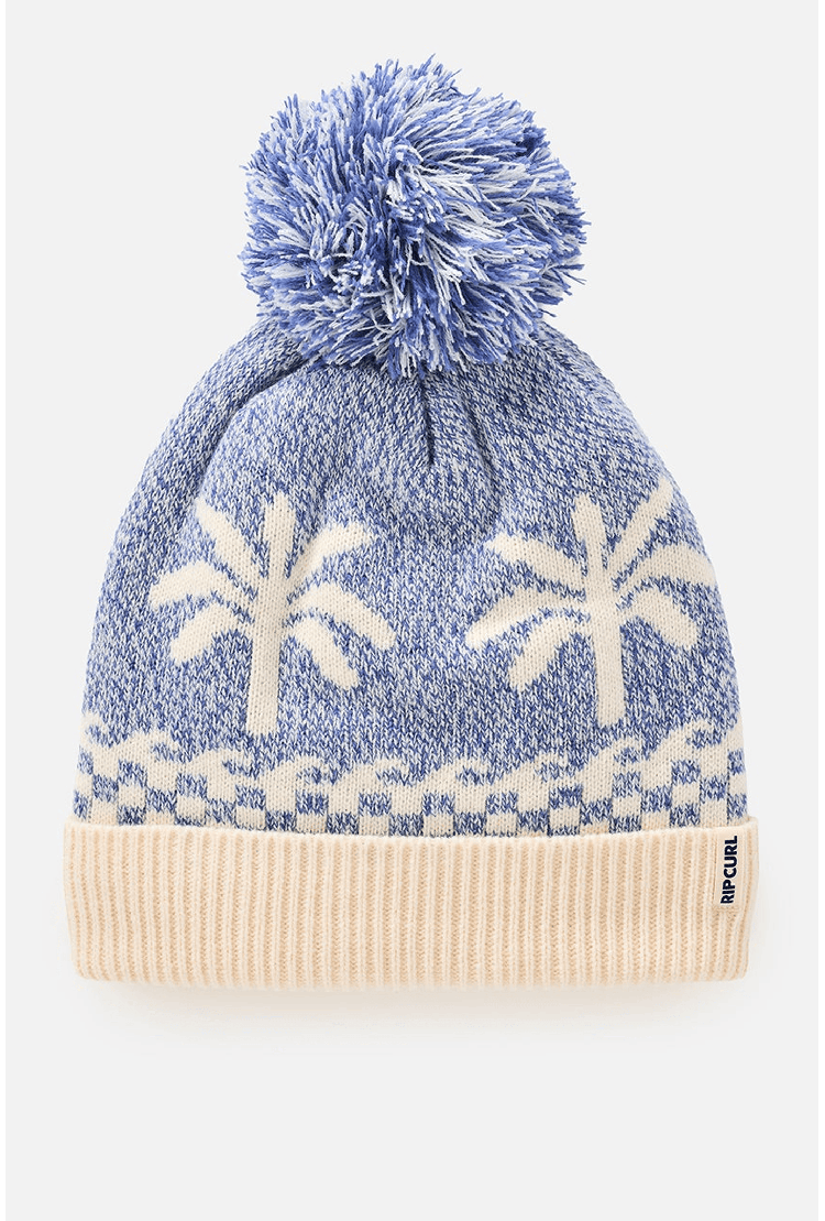 RipCurl Jacquard Pom Pom Women's Beanie | Mid Blue | Surfwax