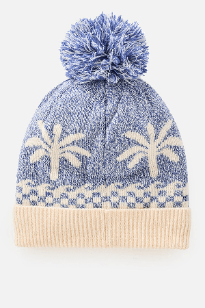 RipCurl Jacquard Pom Pom Women's Beanie | Mid Blue | Surfwax
