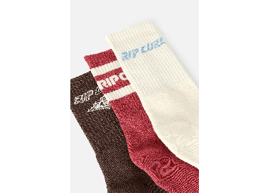 RipCurl Icons Of Surf Women's Socks 3 Pack | Maroon | Surfwax