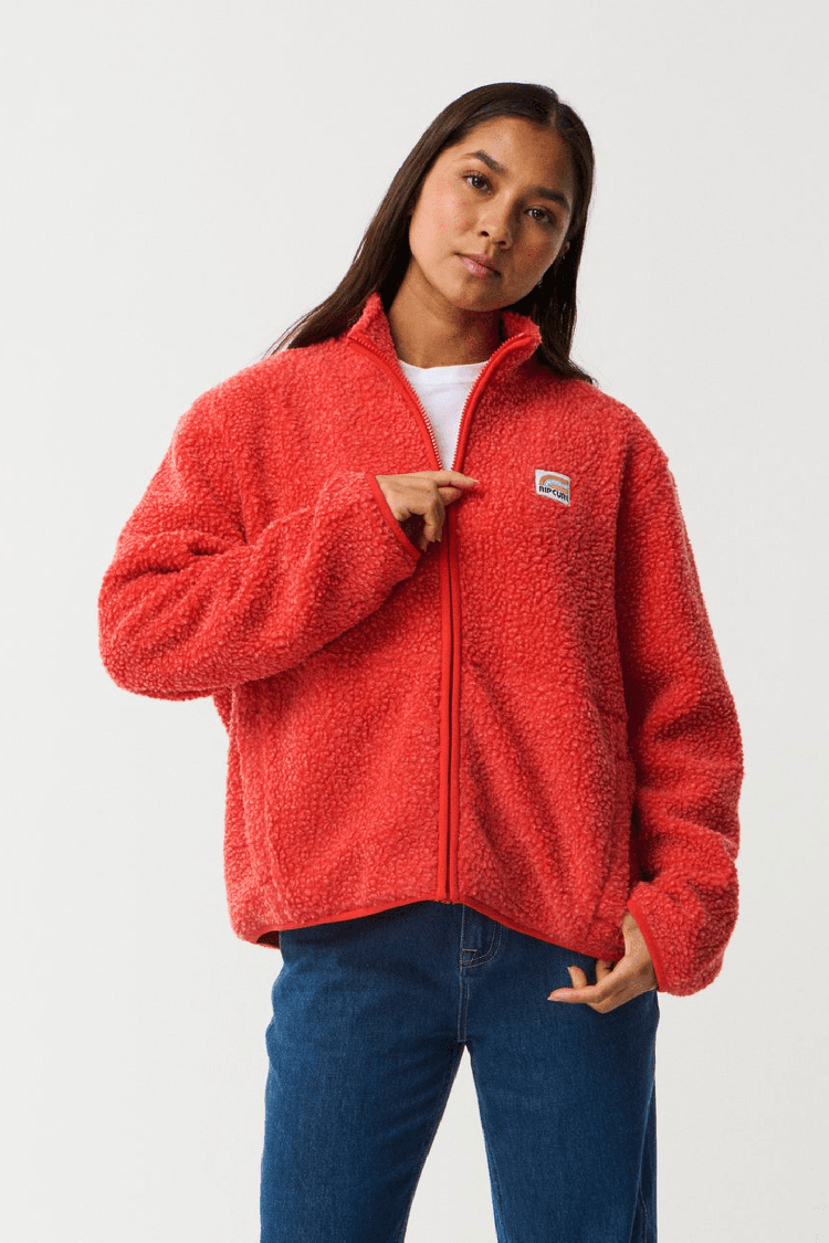 RipCurl Every Day Zip Through Moteriškas Bliuzonas | Red | Surfwax