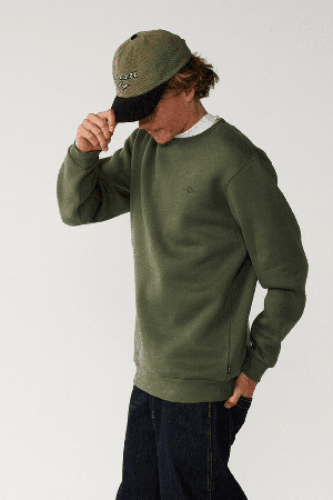 RipCurl Classic Surf Crew Vyriškas Bliuzonas | Dark Olive | Surfwax